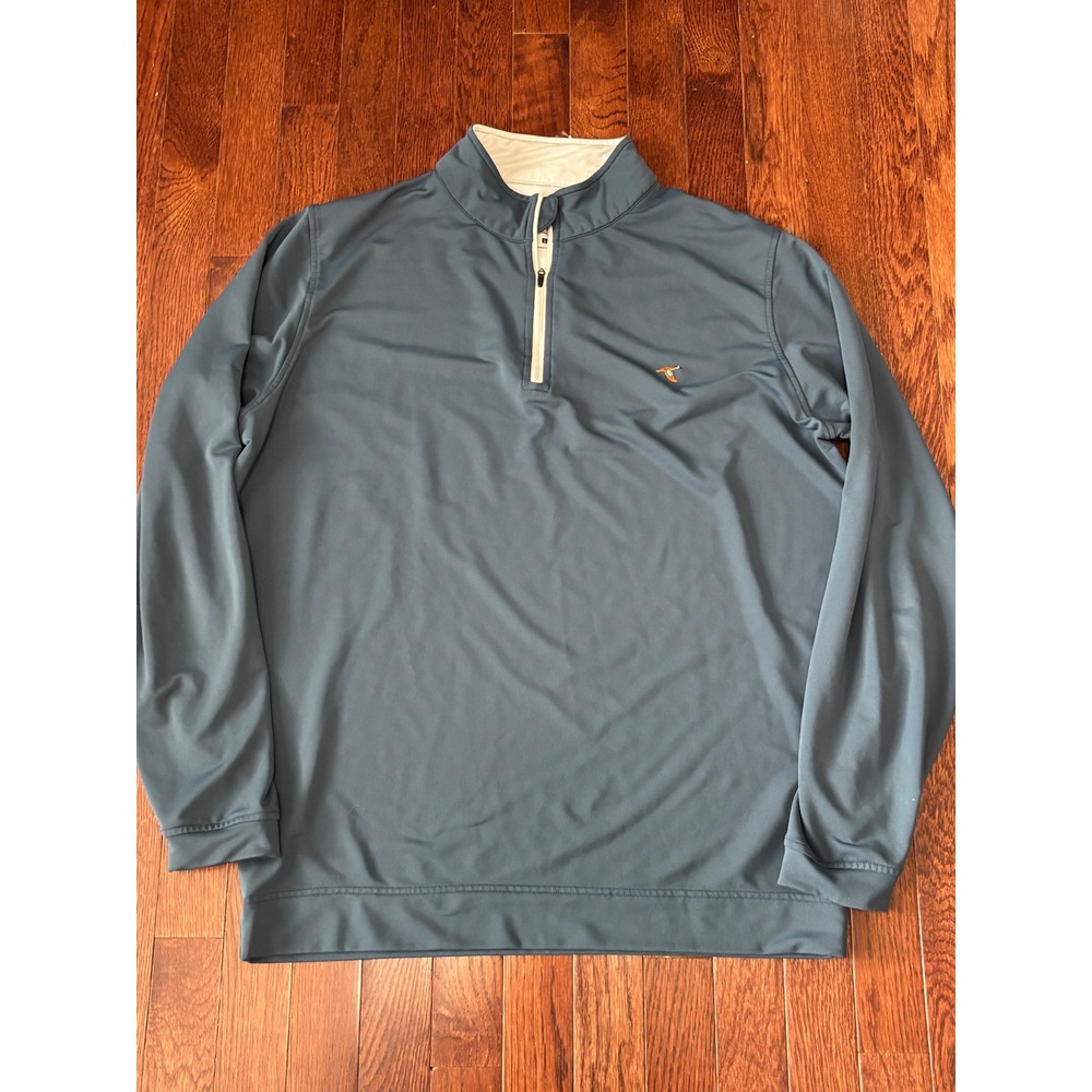 GenTeal Mens Performance Quarter Zip Pullover Blue Bamboo Blend Large Logo Golf